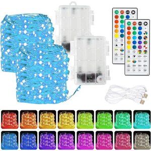Color Changing Fairy Lights Battery Operated RGB String Lights Remote 40FT